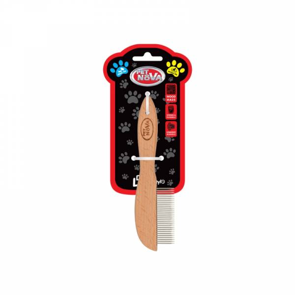 PET NOVA Holzkamm für die professionelle Fellpflege – 27 Zähne, Zahnbreite 7,5 cm, Zahnhöhe 2,4 cm.